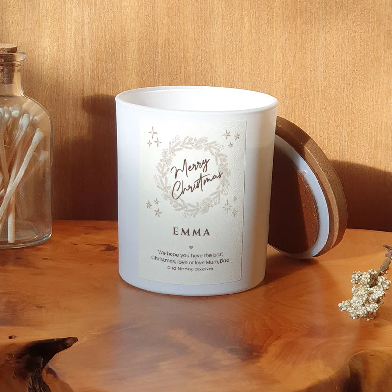 Personalised Merry Christmas Candle – Custom Gift with Name