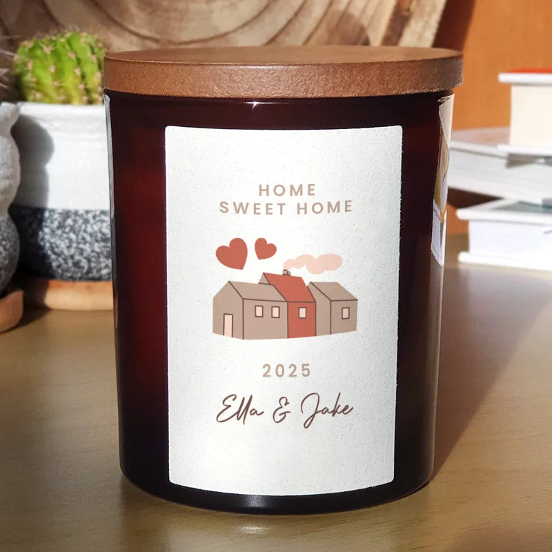 Personalised Home Sweet Home Candle – Custom Gift for New Beginnings