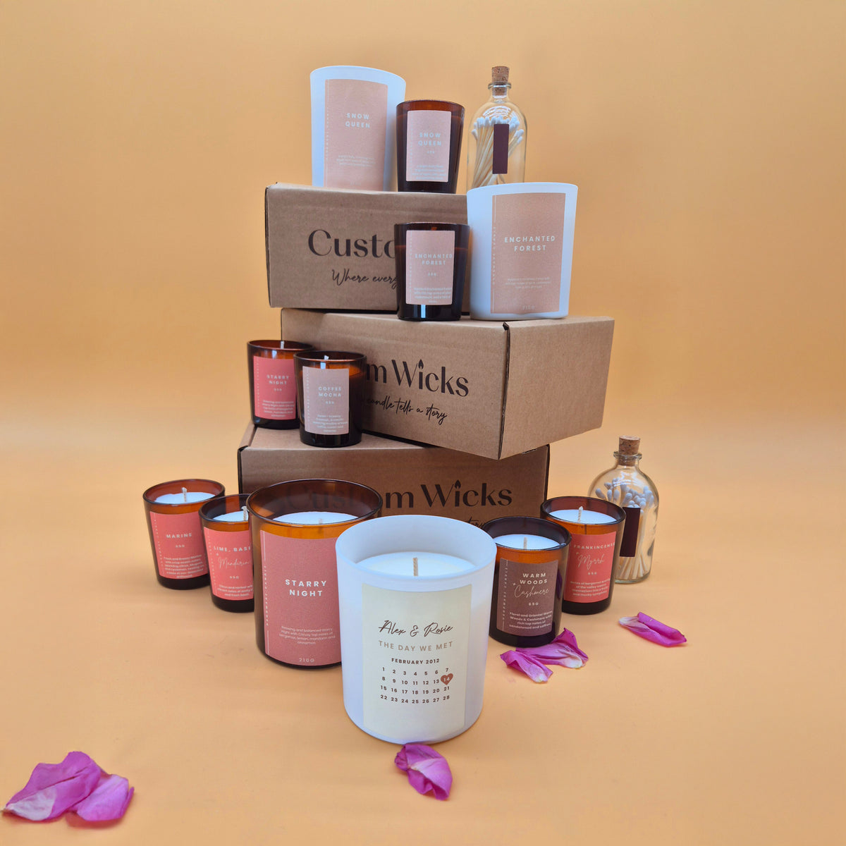 The Day We Met Deluxe Personalised Candle Gift Set for Couples