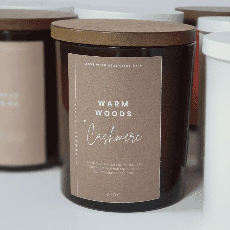 Warm Woods & Cashmere scented soy candle