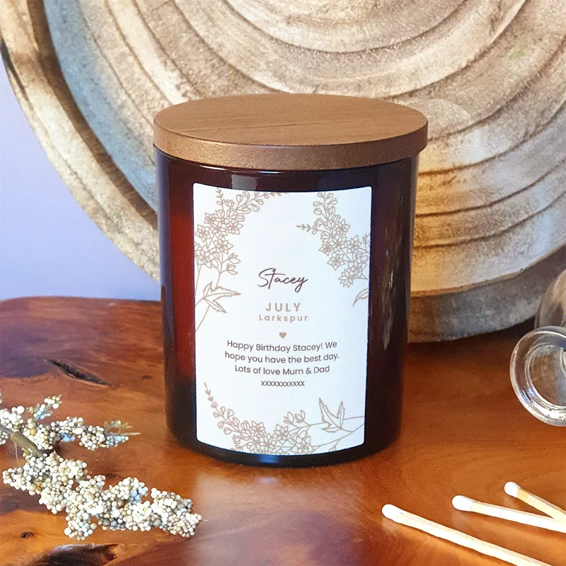 July Custom Birthday Flower Candle