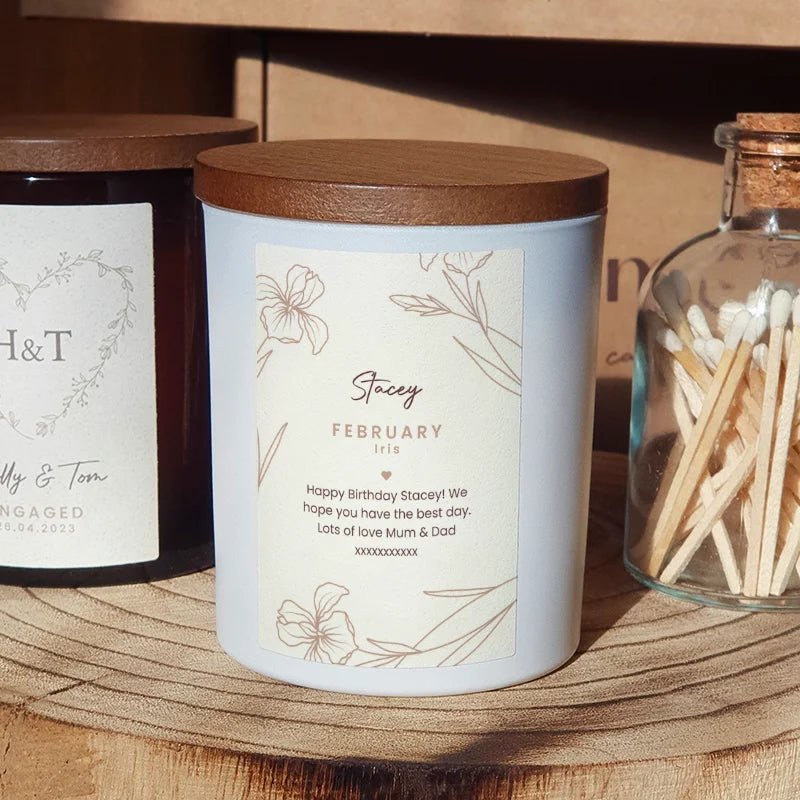 February Custom Birthday Flower Candle