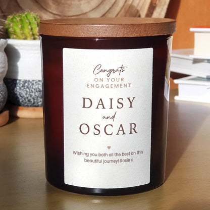 Engagement Candle Gift – Personalised with Names and Date