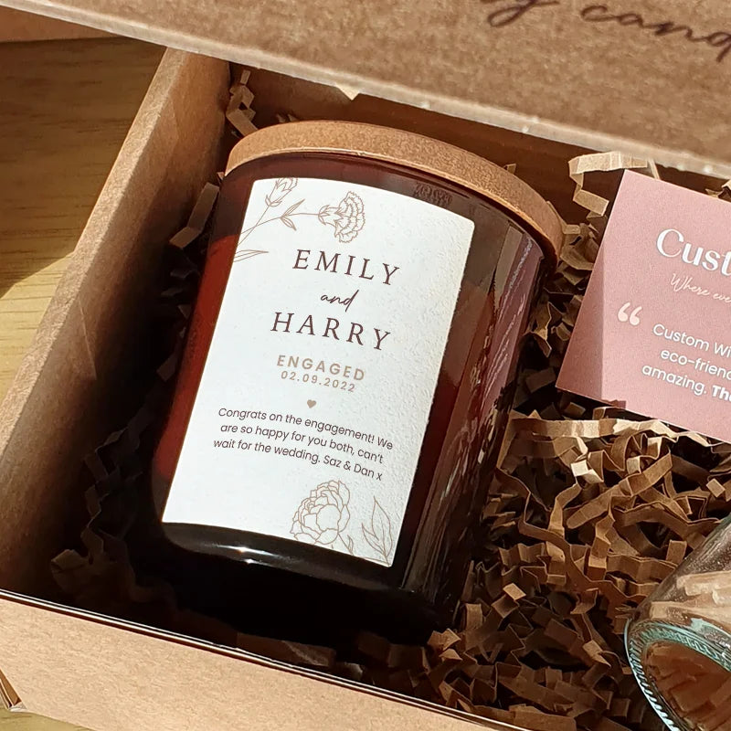 Custom Engagement Candle – Personalised Gift for the Happy Couple