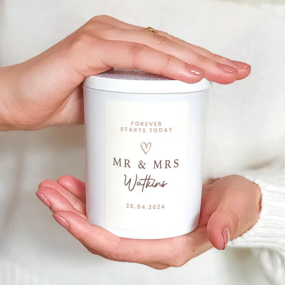 Custom Wedding Gift Candle – Personalised with Surname & Date