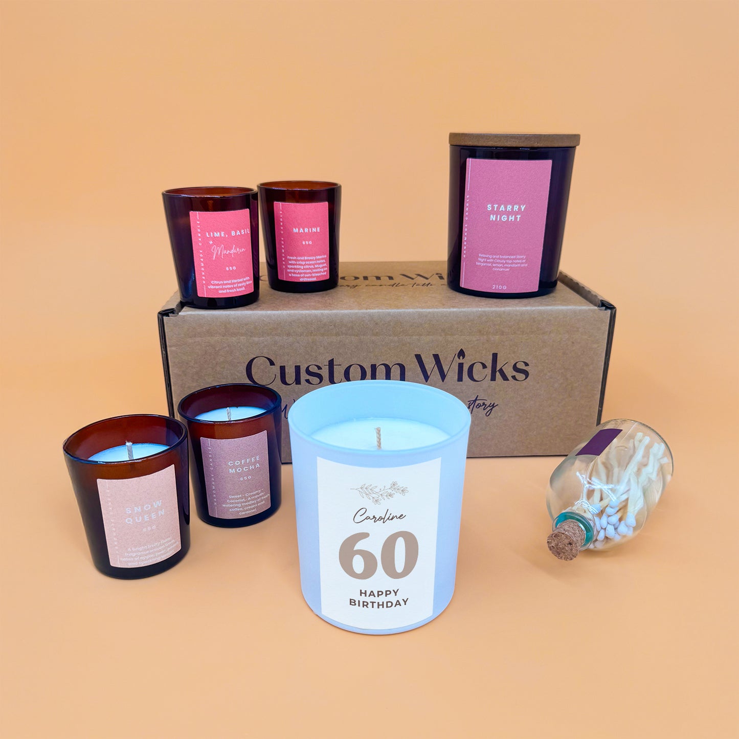 Personalised 60th Birthday Candle – Elegant Custom Name Gift for Milestone