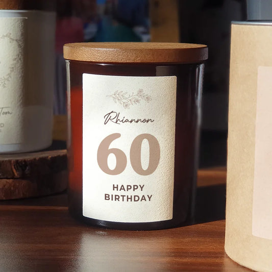 Personalised 60th Birthday Candle – Elegant Custom Name Gift for Milestone