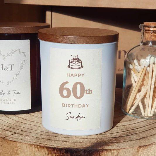 Personalised 60th Birthday Candle – Elegant Custom Gift for Milestone