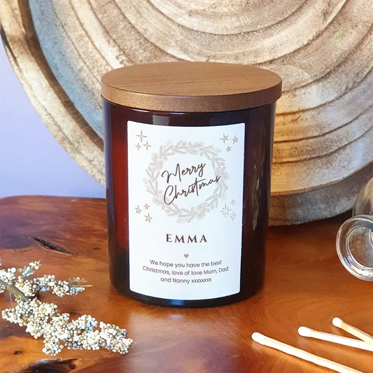 Personalised Merry Christmas Candle – Custom Gift with Name