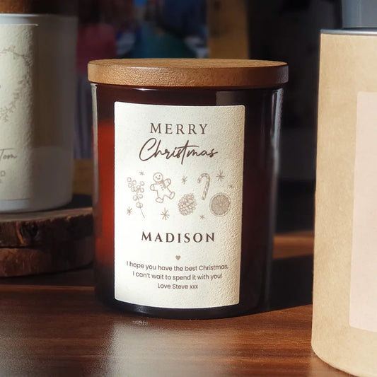 Personalised Candle for Christmas – Custom Gift with Festive Touch