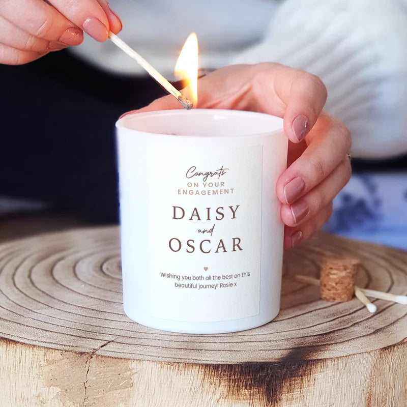 Engagement Candle Gift – Personalised with Names and Date