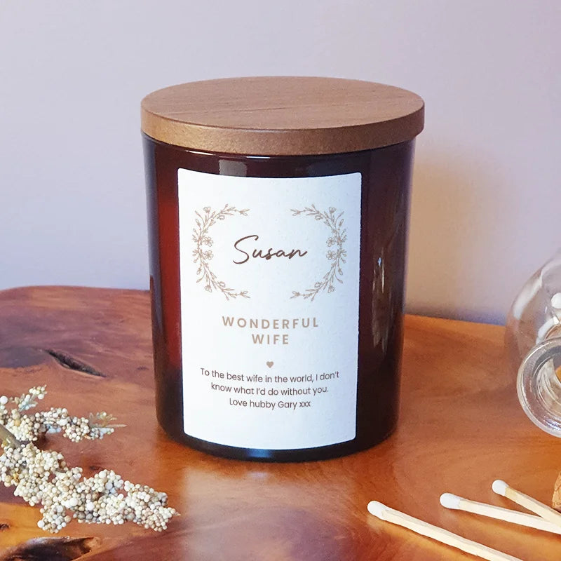 Personalised Candle for Wife – Custom Gift for Wonderful Partner