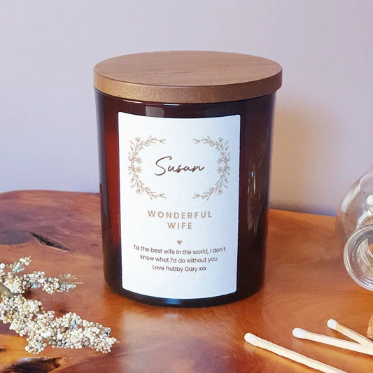 Personalised Candle for Wife – Custom Gift for Wonderful Partner