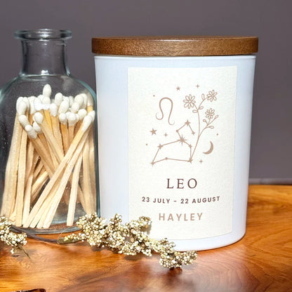Leo Custom Zodiac Candle – Perfect Birthday Gift