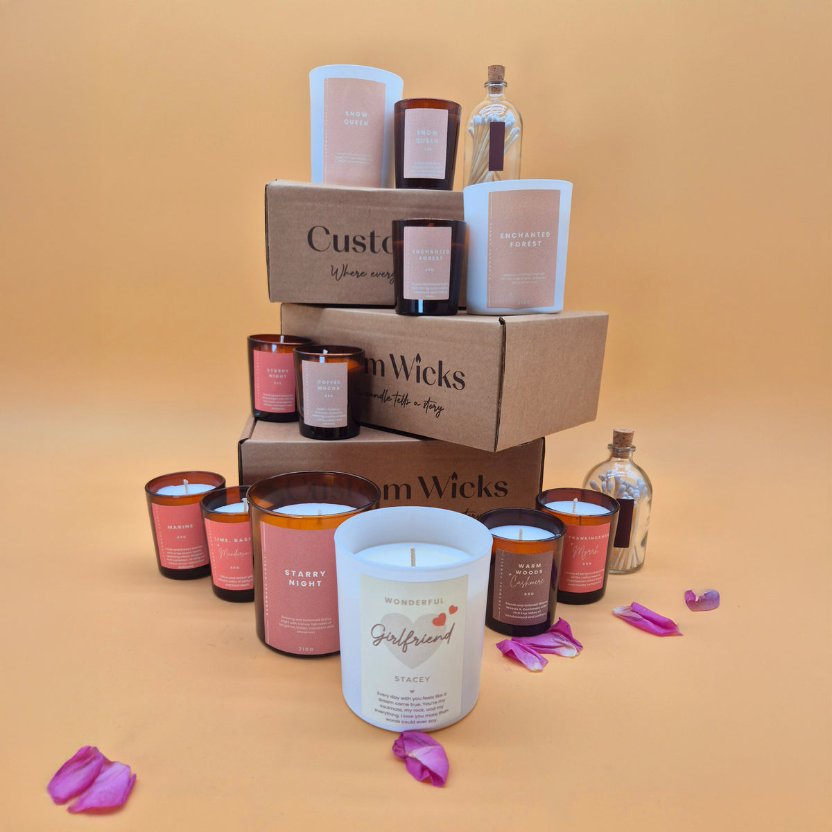 Wonderful Girlfriend Deluxe Custom Candle Set with Scents & Matches