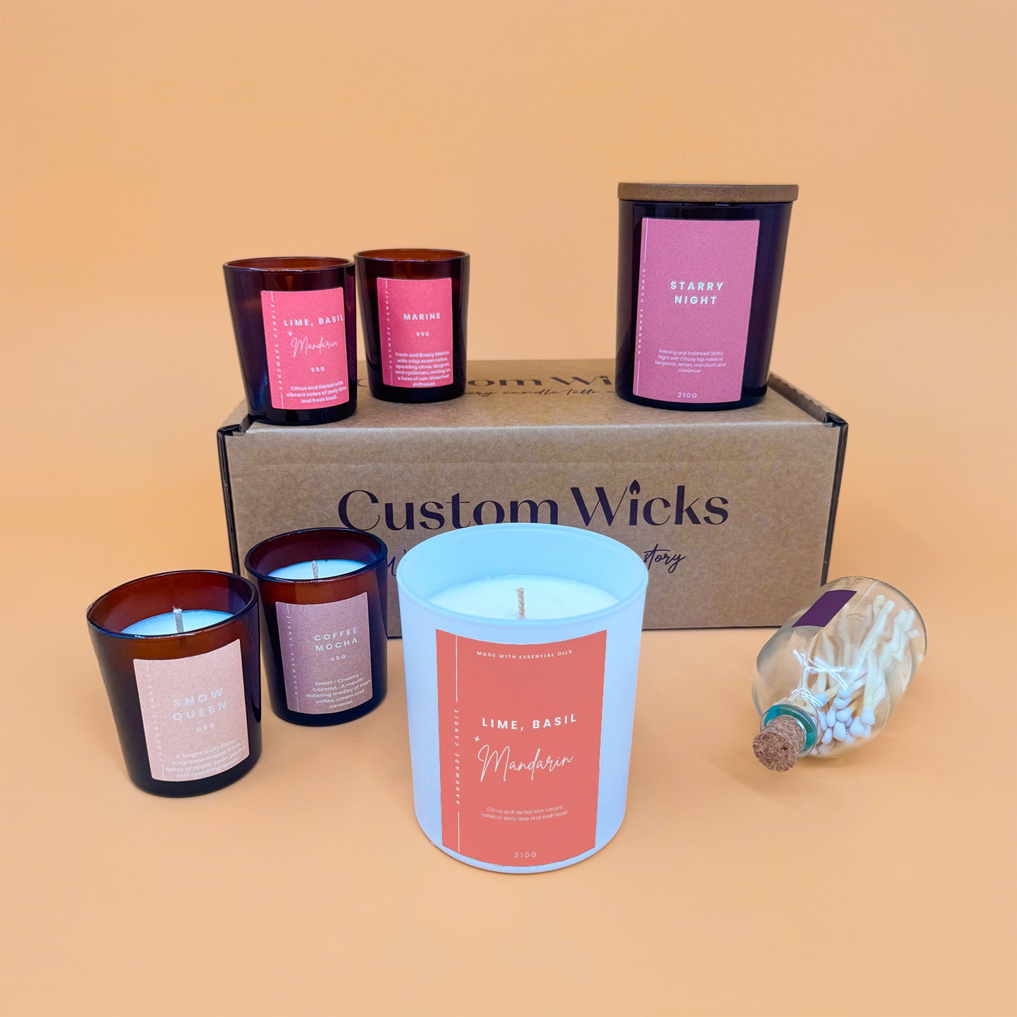 Lime, Basil & Mandarin Scented Candle Box Set by Custom Wicks™