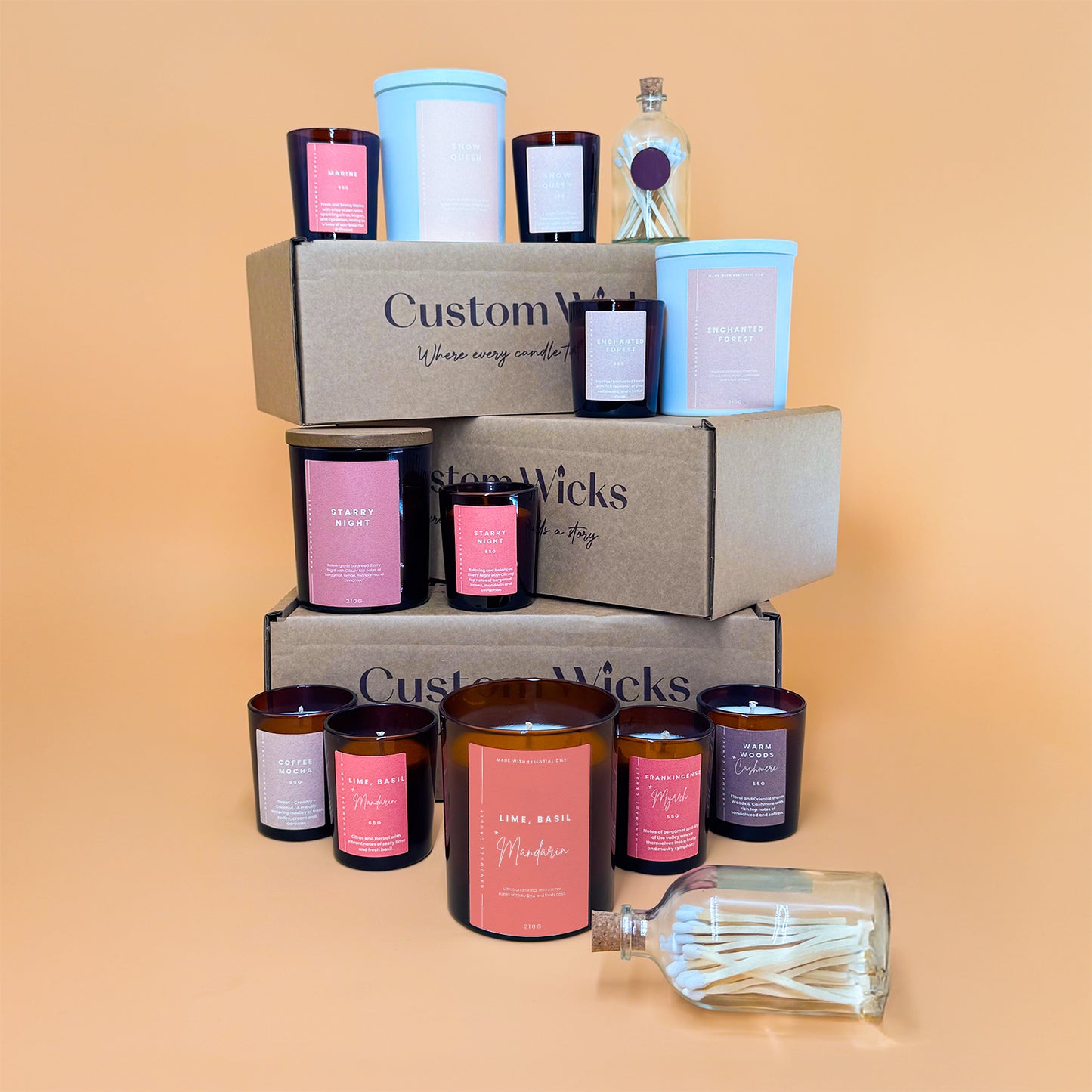 Lime, Basil & Mandarin Scented Candle Box Set by Custom Wicks™