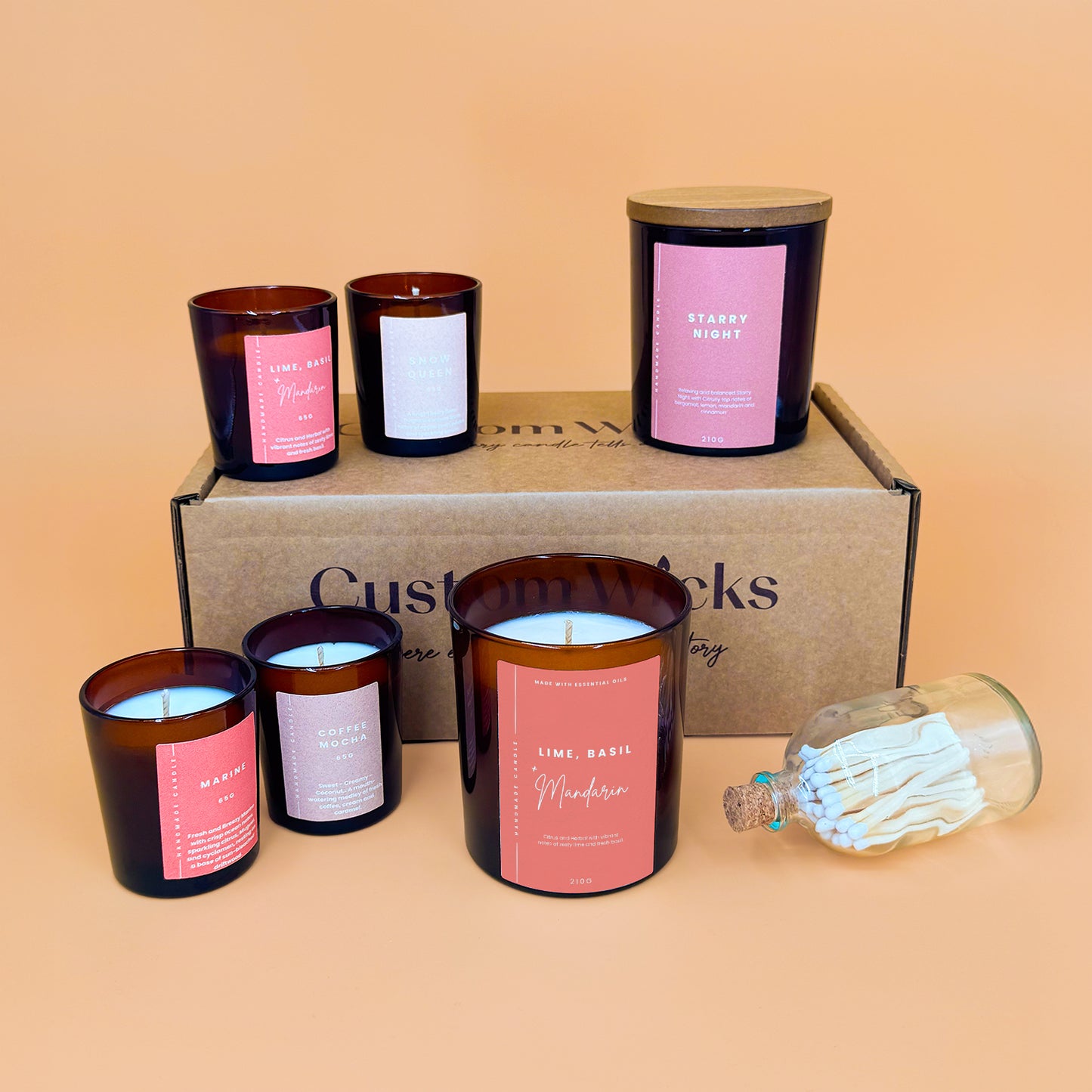 Lime, Basil & Mandarin Scented Candle Box Set by Custom Wicks™