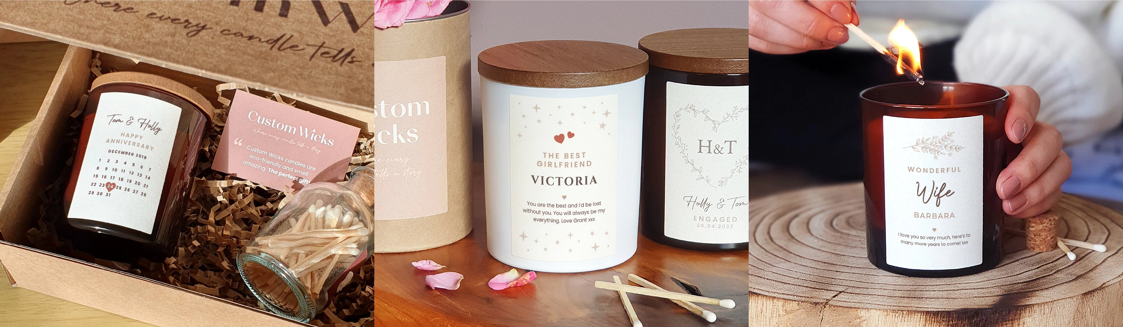 Custom Wicks - Personalised candles for anniversary gift
