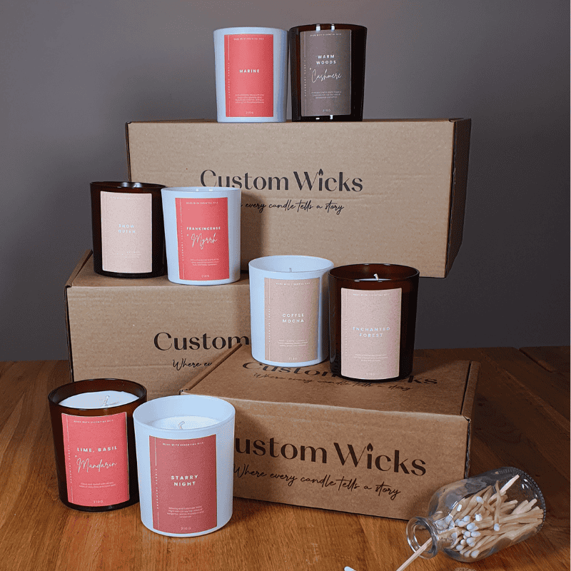 Custom Wicks™ 'Complete Signature Box' containing all 8 of our Signature Scents