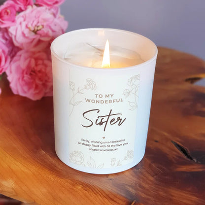 Custom Candle for Sister – Personalised Gift for Any Occasion