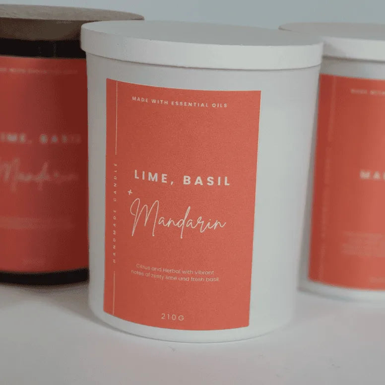 Lime Basil & Mandarin scented soy candle